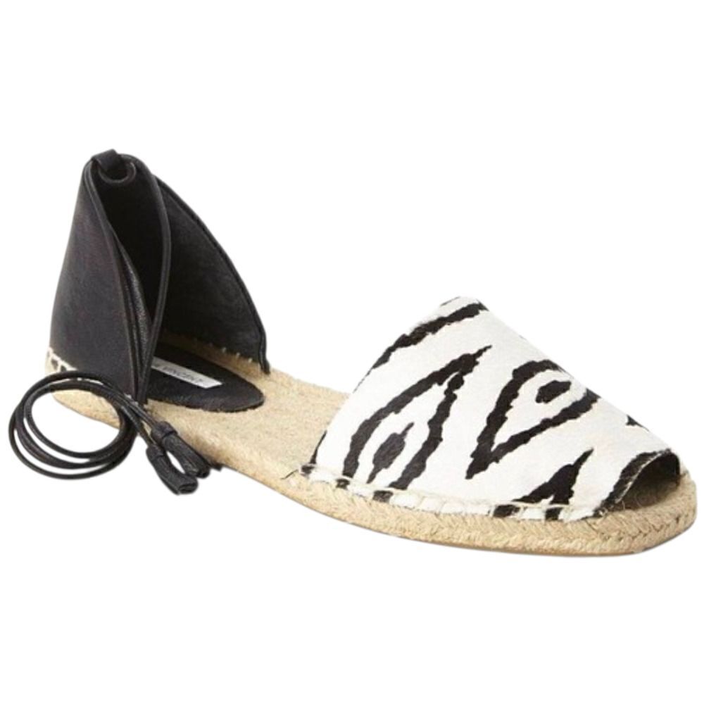 Cynthia Vincent Espadrille Calf Fur Peep-Toe D'Orsay Sandals Shoes Size US 9